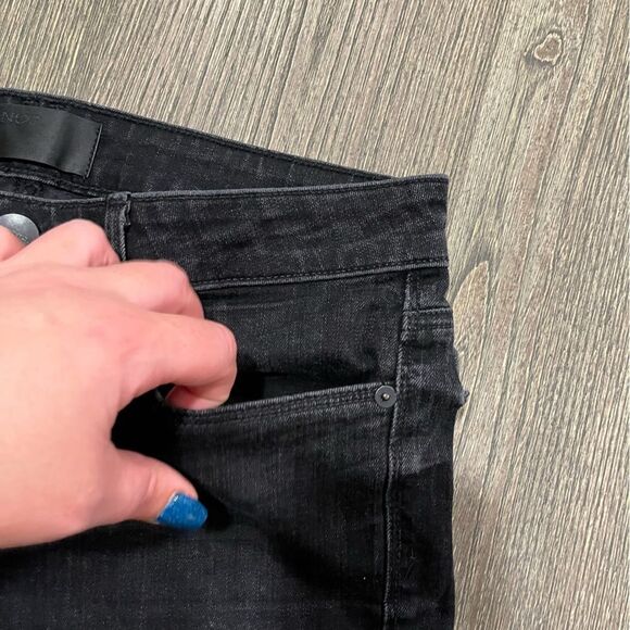 Vince Skinny Jeans Mid Rise Zip Hem Denim Cotton Blend Dark Wash Black Size 27 - Picture 8 of 14